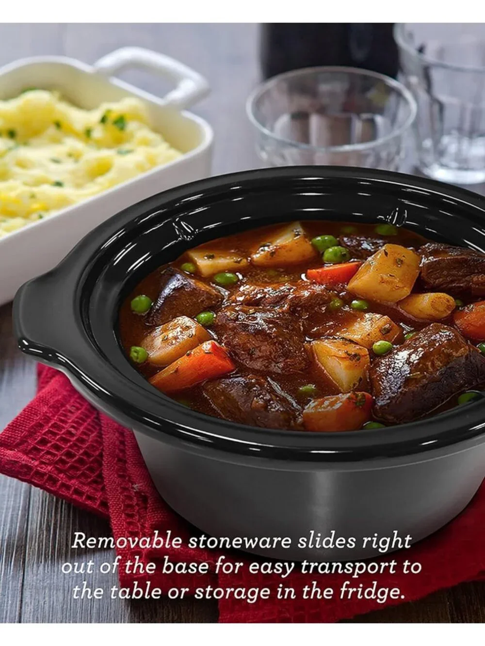 2 Qt Electric Oval Slow Cooker in Metallic Red - Perfect for Easy Meal Prep!